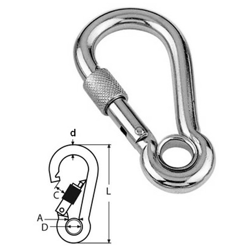 Snap Hook With Eyelet And Screw Lock Zinc Plated Steelgear