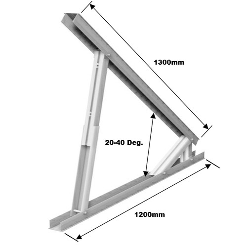 Adjustable Flat Roof Mounting Frame Angles 20 to 40 Degrees - Aluminium