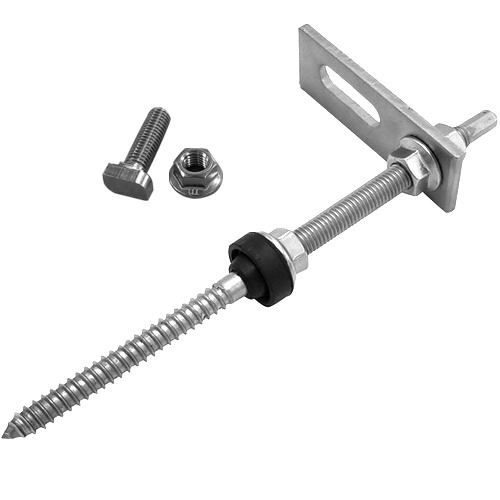 Hanger Bolt For Corrugated Roofs 10x200 with adaptor plate and fitting kit for steelgear or Schletter rails